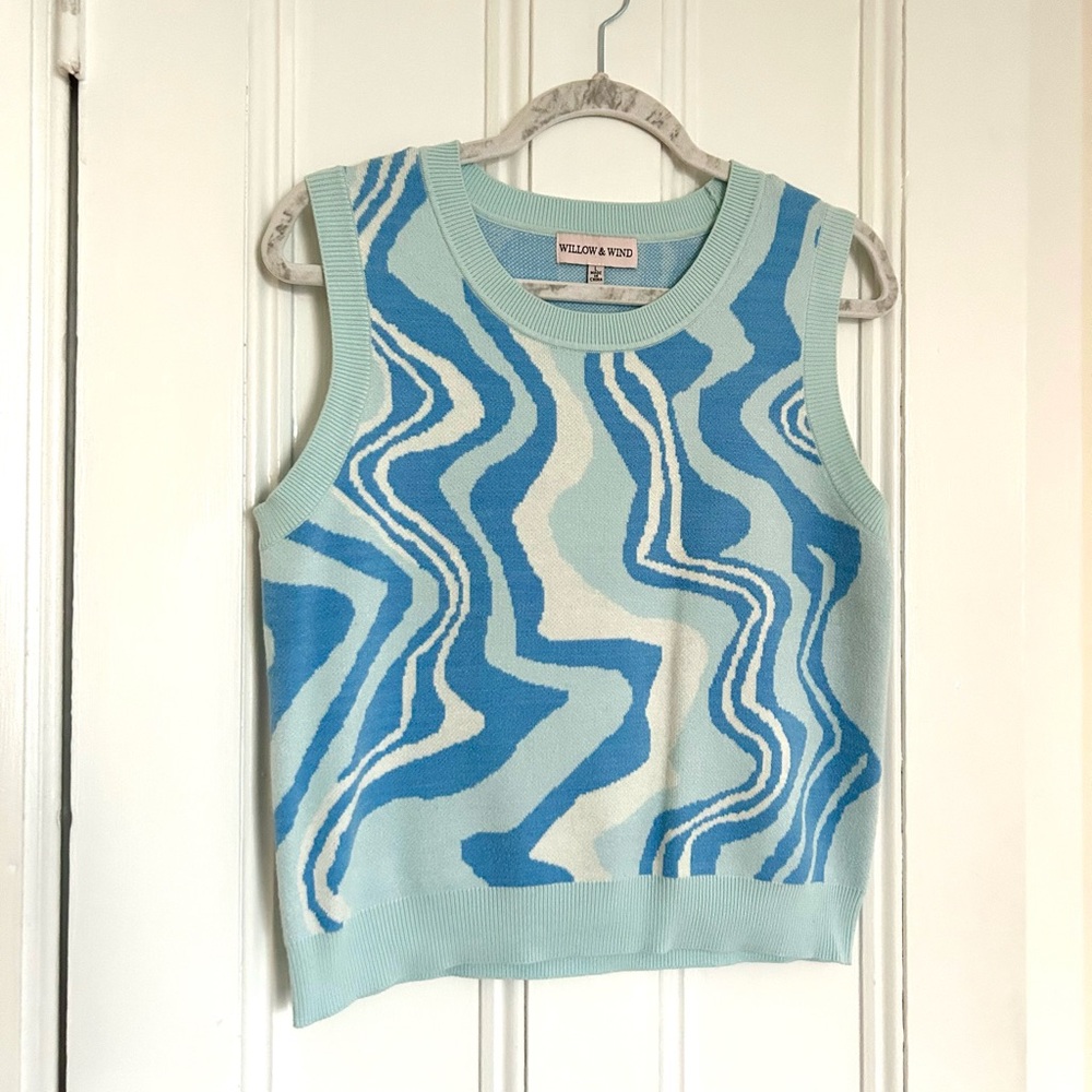 Willow & Wind Blue Swirl Sweater Vest